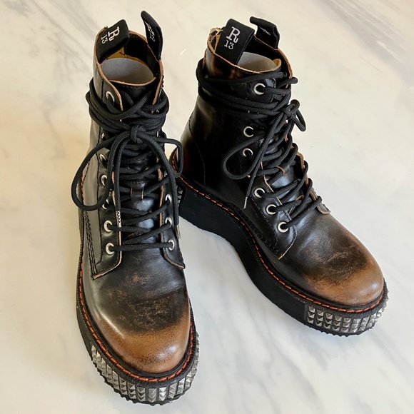 NEW in BOX R13 Studded Distressed Stacked Boots US 9.5 / EU 40 - Picture 3 of 7